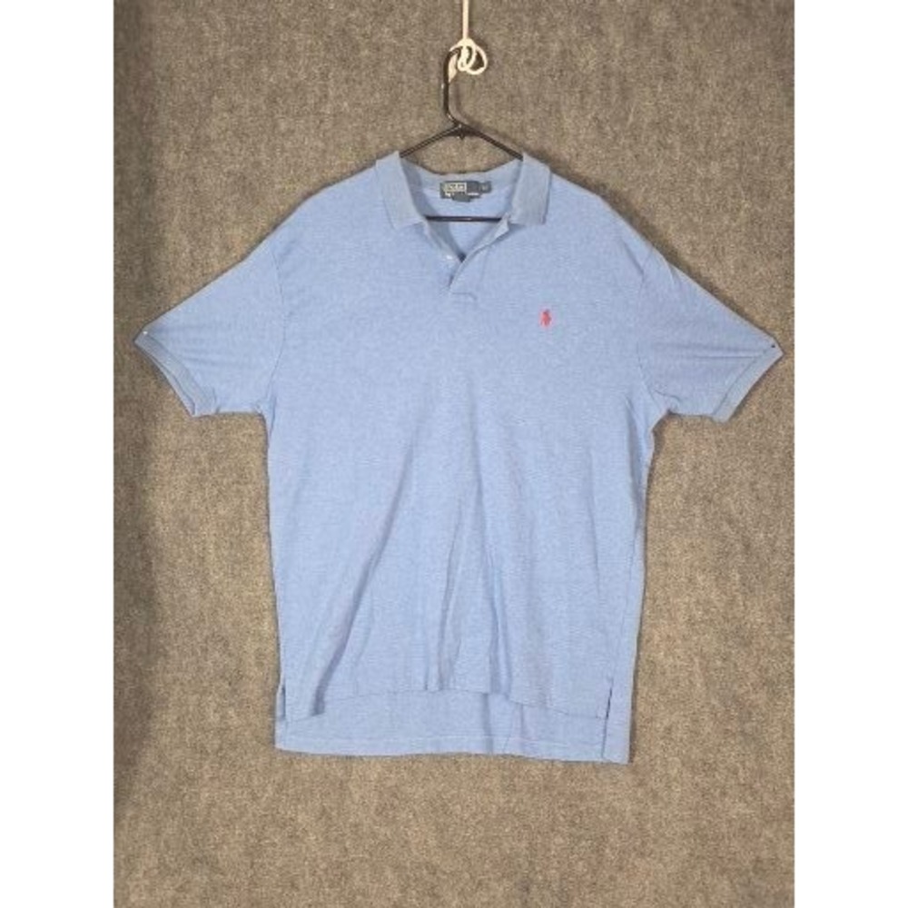 Polo Ralph Lauren Mens XL Blue Heather Short‎ Sleeve Polo Shirt Pony Logo Preppy